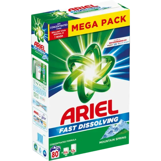 Ariel Ariel Prašak za pranje rublja Mountain Spring 80 pranja, 4,4 kg