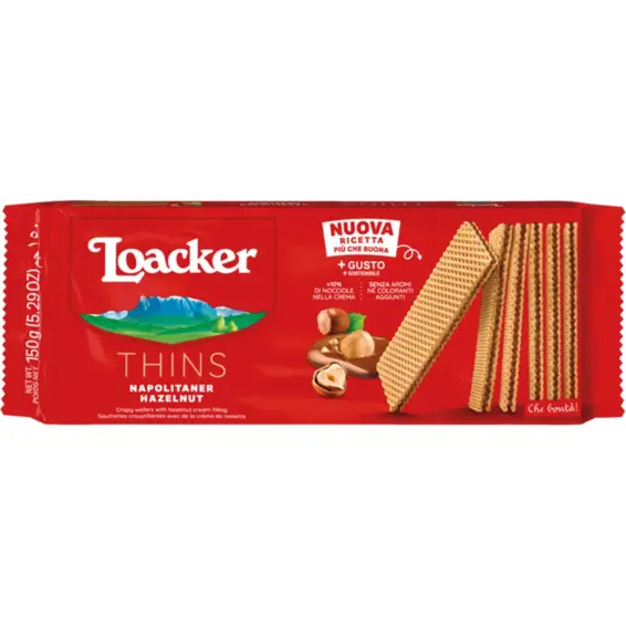 Loacker Loacker vafli thins Fondente 150 g